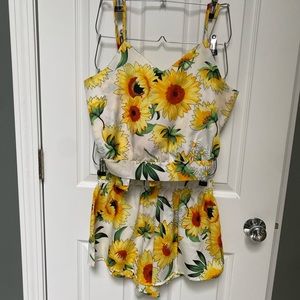 Sunflower Two Piece Set Size M/L cropped tank and shorts